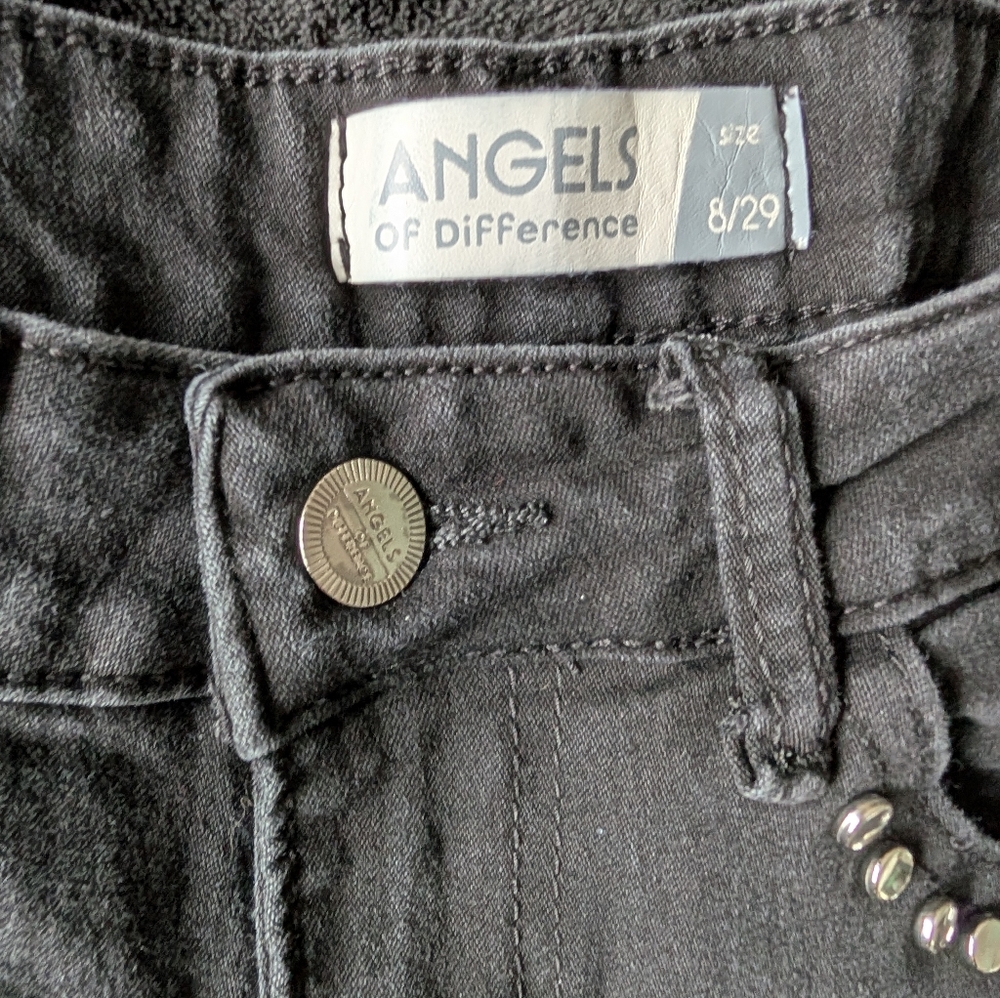 Black Studded Jeans Size 8 29x27 Straight Leg Western Rockstar 90s Statement image 5